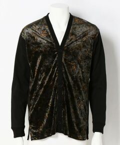MEN'S BIGI / メンズビギ カーディガン・ボレロ | スムース×ベロアペイズリー柄カーディガン