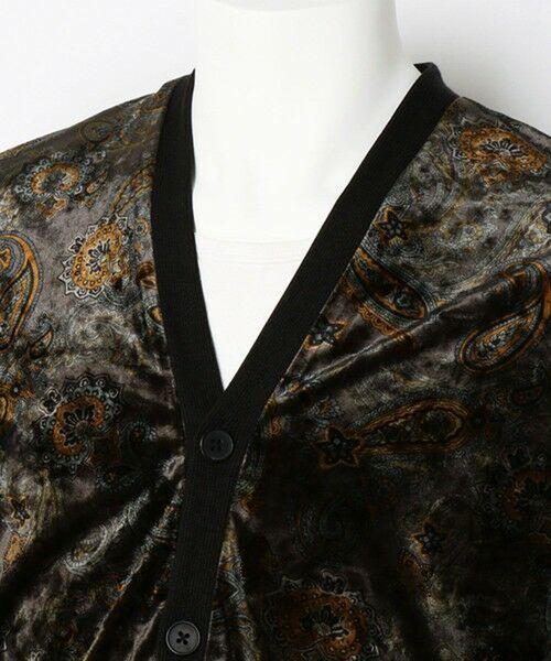 MEN'S BIGI / メンズビギ カーディガン・ボレロ | スムース×ベロアペイズリー柄カーディガン | 詳細2