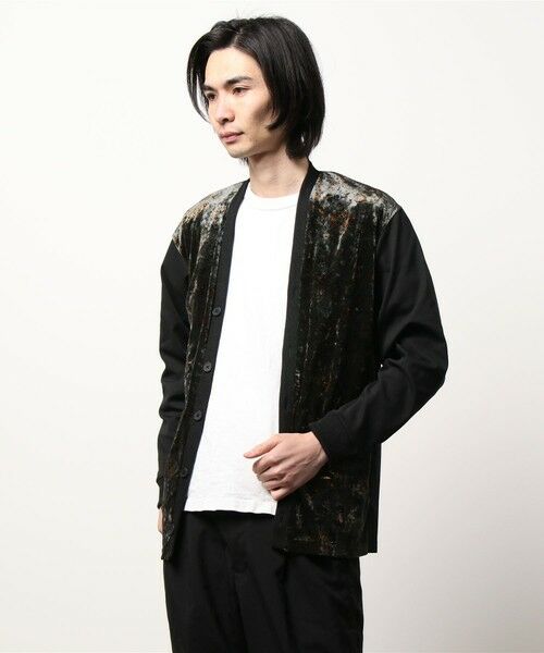 MEN'S BIGI / メンズビギ カーディガン・ボレロ | スムース×ベロアペイズリー柄カーディガン | 詳細5