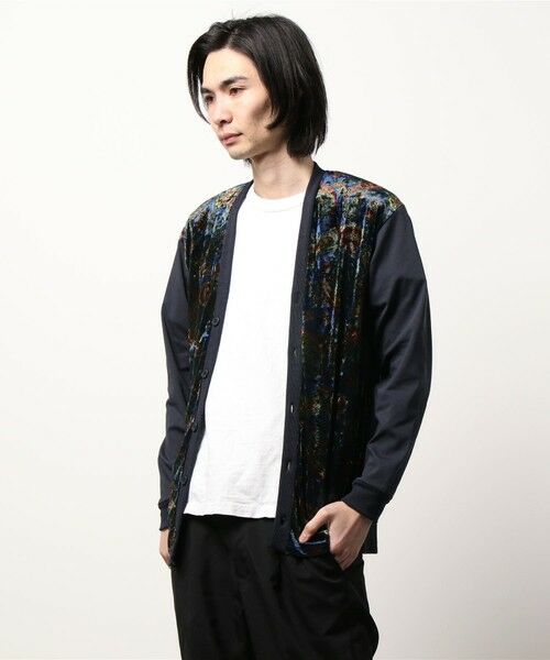 MEN'S BIGI / メンズビギ カーディガン・ボレロ | スムース×ベロアペイズリー柄カーディガン | 詳細6