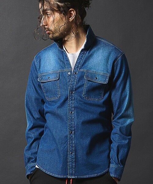 MEN'S BIGI / メンズビギ シャツ・ブラウス | デニムスタンドカラーシャツ | 詳細1
