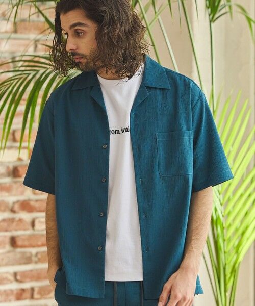 MEN'S BIGI / メンズビギ シャツ・ブラウス | 楊柳カチオン半袖開襟シャツ（グリーン）