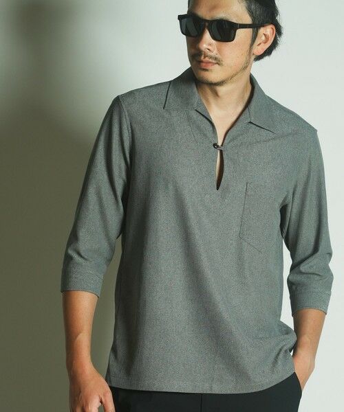 MEN'S BIGI / メンズビギ シャツ・ブラウス | リネンテックジャージスキッパーシャツ（ライトグレー）