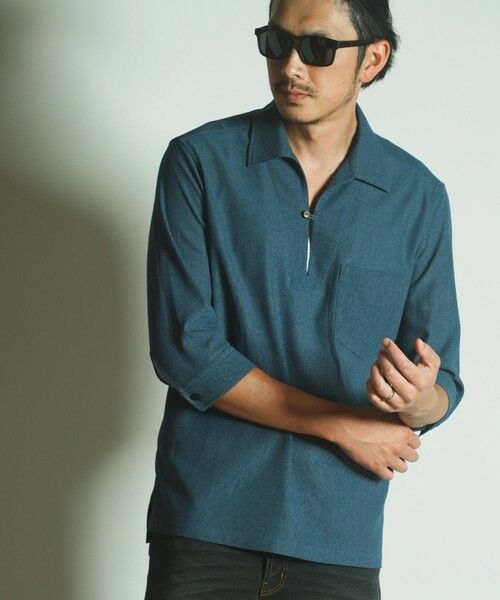 MEN'S BIGI / メンズビギ シャツ・ブラウス | リネンテックジャージスキッパーシャツ（ダークブルー）