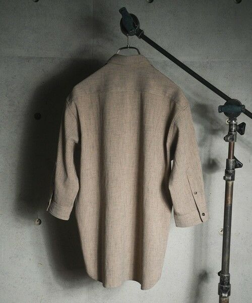 MEN'S BIGI / メンズビギ シャツ・ブラウス | リネンライクヘリンボンワイドカラー七分袖シャツ | 詳細2