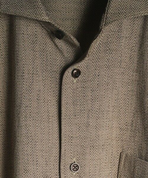 MEN'S BIGI / メンズビギ シャツ・ブラウス | リネンライクヘリンボンワイドカラー七分袖シャツ | 詳細3