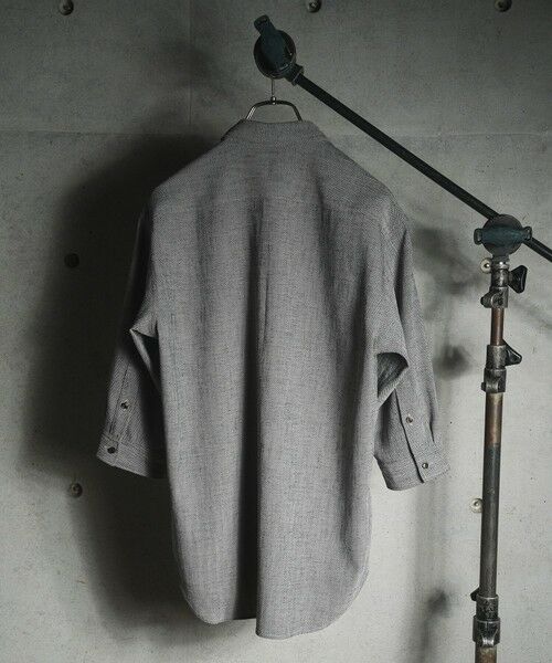 MEN'S BIGI / メンズビギ シャツ・ブラウス | リネンライクヘリンボンワイドカラー七分袖シャツ | 詳細5