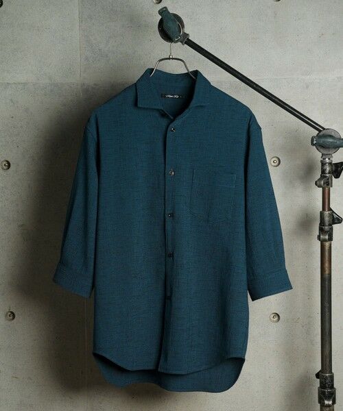 MEN'S BIGI / メンズビギ シャツ・ブラウス | リネンライクヘリンボンワイドカラー七分袖シャツ | 詳細7