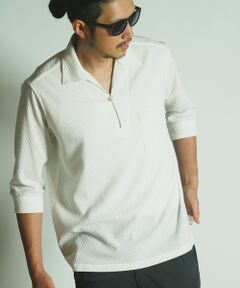 MEN'S BIGI / メンズビギ シャツ・ブラウス | ダイヤ柄シャーリング七分袖スキッパーシャツ