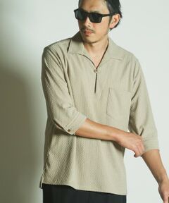 MEN'S BIGI / メンズビギ シャツ・ブラウス | ダイヤ柄シャーリング七分袖スキッパーシャツ