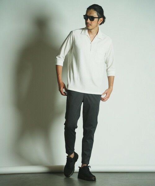 MEN'S BIGI / メンズビギ シャツ・ブラウス | ダイヤ柄シャーリング七分袖スキッパーシャツ | 詳細1