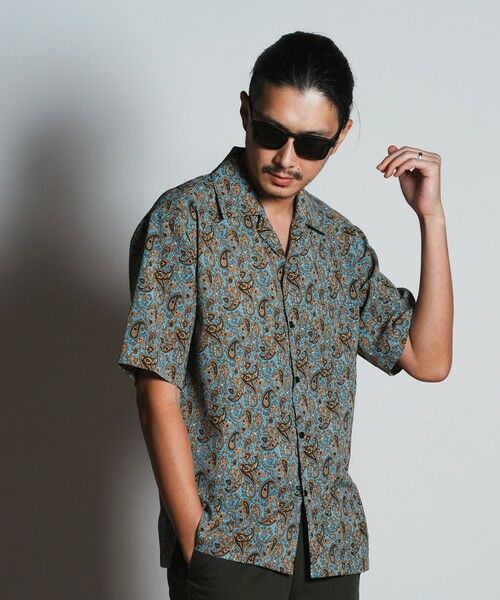 MEN'S BIGI / メンズビギ シャツ・ブラウス | ペイズリープリントオープンカラーシャツ（サックス系）