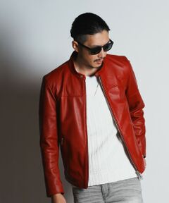 MEN'S BIGI / メンズビギ レザーブルゾン・ジャケット | 【Limited Color Model】ラムセミネイキッドシングルライダース