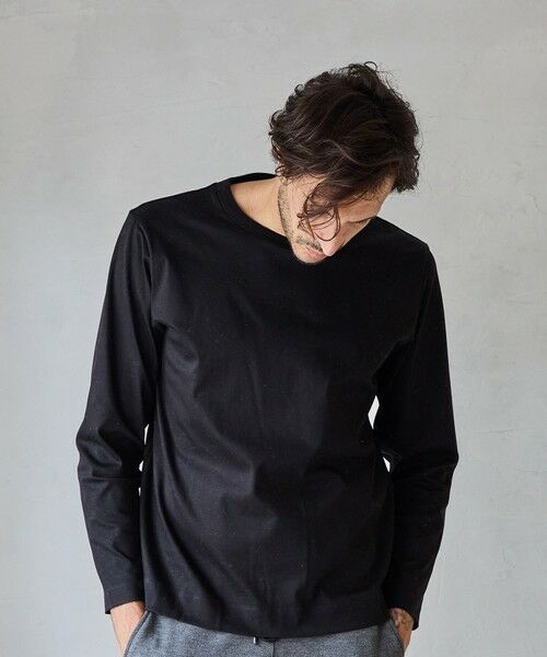 MEN'S BIGI / メンズビギ Tシャツ | シルケットポンチクルーネックT（ブラック）