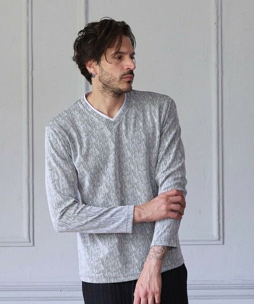 MEN'S BIGI / メンズビギ Tシャツ | ジャガードレイヤードVネック | 詳細3