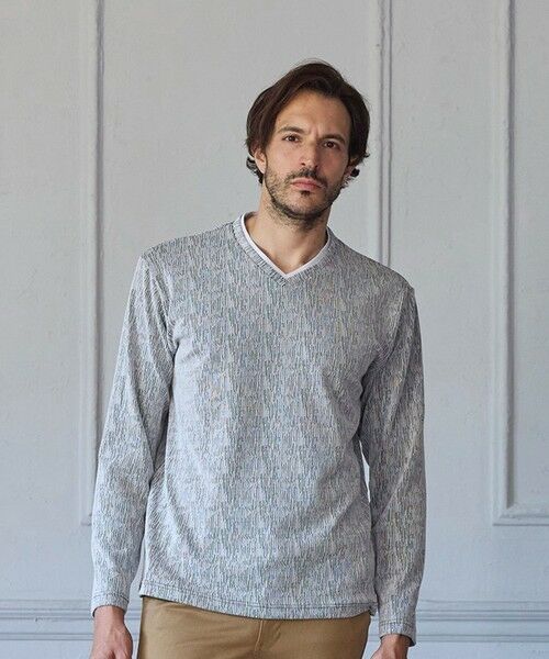 MEN'S BIGI / メンズビギ Tシャツ | ジャガードレイヤードVネック | 詳細4