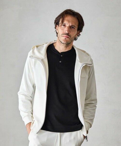 MEN'S BIGI / メンズビギ スウェット | 【JUST PLAY】N/Rストレッチポンチ立体比翼フードブルゾン【セットアップ着用可】（オフホワイト）