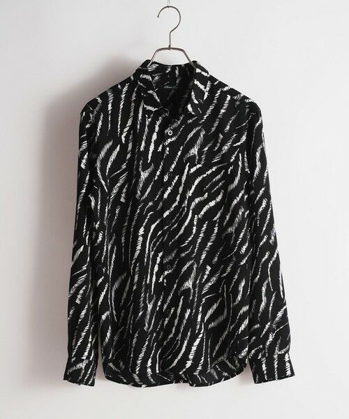 MEN'S BIGI / メンズビギ シャツ・ブラウス | ゼブラ柄プリントレギュラーカラーシャツ（ブラック）