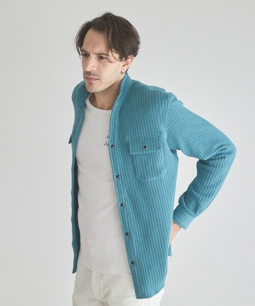 MEN'S BIGI / メンズビギ シャツ・ブラウス | 膨れストライプジャガードショートスタンドカラーシャツブルゾン（サックス）