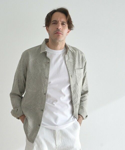 MEN'S BIGI / メンズビギ シャツ・ブラウス | 顔料染めジャガードレギュラーカラーシャツ（ベージュ）