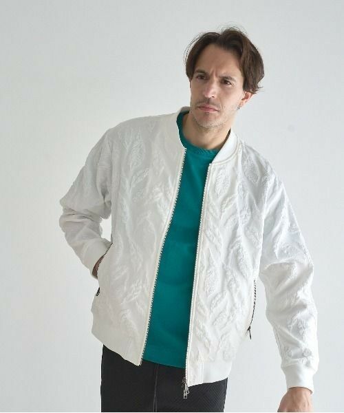 MEN'S BIGI / メンズビギ ブルゾン | フェザージャガードジャージボンバージャケット（ホワイト）