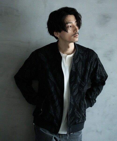 MEN'S BIGI / メンズビギ ブルゾン | フェザージャガードジャージボンバージャケット（ブラック）