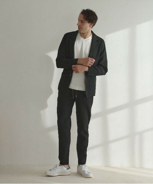 MEN'S BIGI / メンズビギ テーラードジャケット | 【セットアップ対応】14Gリンクス柄編みニットテーラードジャケット | 詳細1