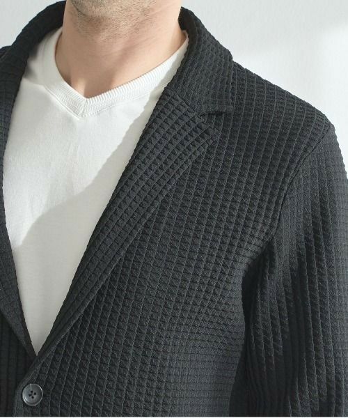 MEN'S BIGI / メンズビギ テーラードジャケット | 【セットアップ対応】14Gリンクス柄編みニットテーラードジャケット | 詳細5