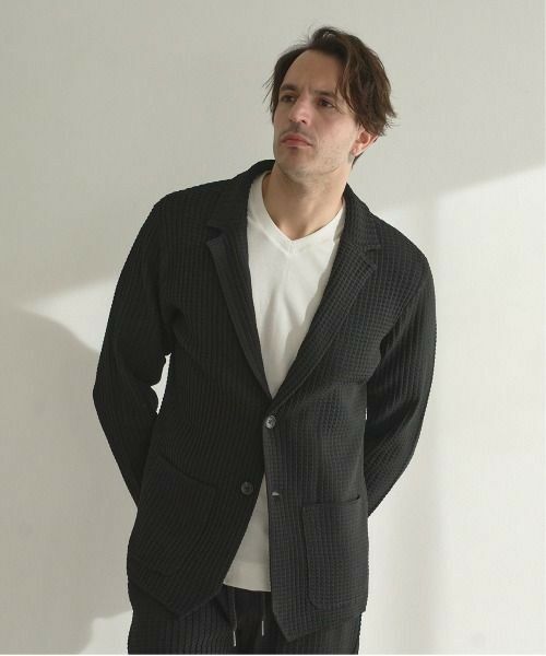 MEN'S BIGI / メンズビギ テーラードジャケット | 【セットアップ対応】14Gリンクス柄編みニットテーラードジャケット（ブラック）