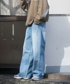 MEN'S BIGI / メンズビギ デニムパンツ | 【WEB限定/12oz デニム】ウエストシャーリング ５ポケット ワイドストレートパンツ