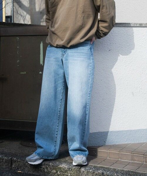 MEN'S BIGI / メンズビギ デニムパンツ | 【WEB限定/12oz デニム】ウエストシャーリング ５ポケット ワイドストレートパンツ | 詳細10