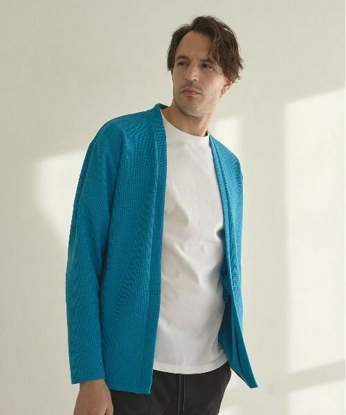 MEN'S BIGI / メンズビギ ニット・セーター | ジャガードボタンレスカーデガン（ブルー）