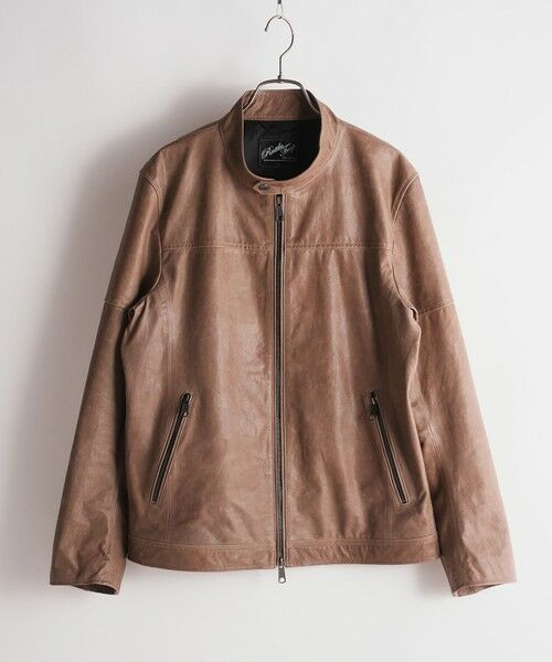 MEN'S BIGI / メンズビギ レザーブルゾン・ジャケット | ラムベジタブルレザーシングルライダース | 詳細1