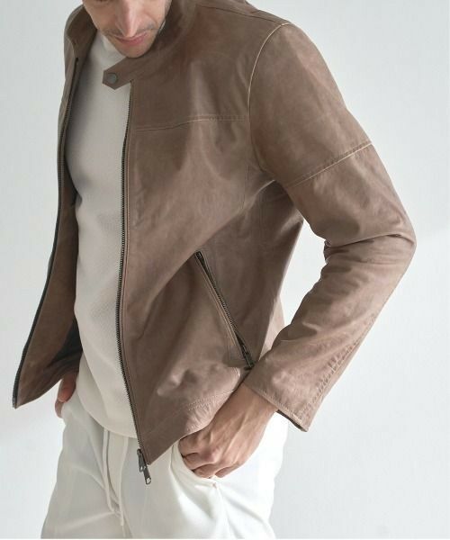 MEN'S BIGI / メンズビギ レザーブルゾン・ジャケット | ラムベジタブルレザーシングルライダース | 詳細10