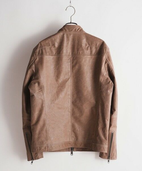 MEN'S BIGI / メンズビギ レザーブルゾン・ジャケット | ラムベジタブルレザーシングルライダース | 詳細3