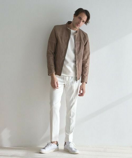 MEN'S BIGI / メンズビギ レザーブルゾン・ジャケット | ラムベジタブルレザーシングルライダース | 詳細4