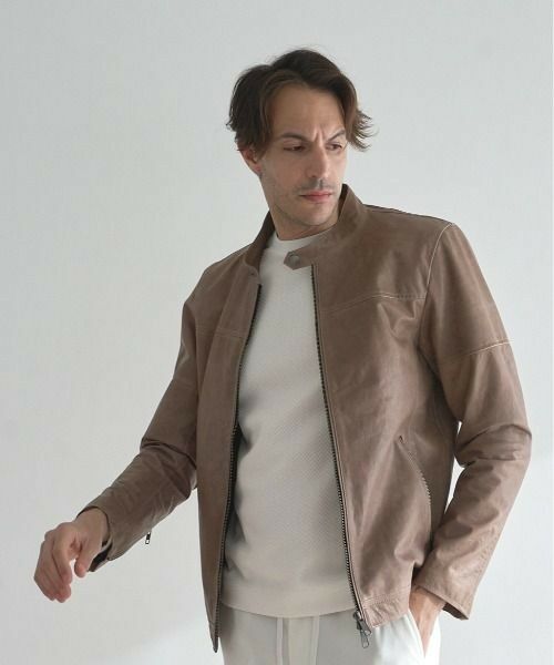 MEN'S BIGI / メンズビギ レザーブルゾン・ジャケット | ラムベジタブルレザーシングルライダース | 詳細8