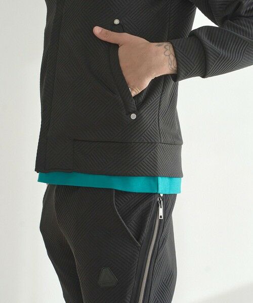 MEN'S BIGI / メンズビギ スウェット | フクレジャガードジオメトリック柄ジップパーカー | 詳細12