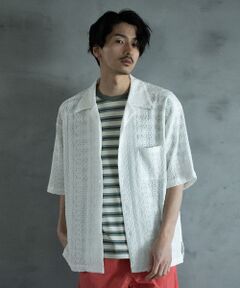 MEN'S BIGI / メンズビギ シャツ・ブラウス | エンブロイダリーシレーオープンカラーシャツ