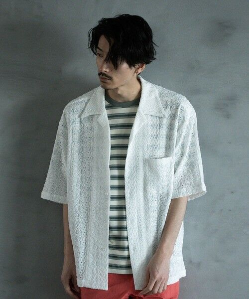MEN'S BIGI / メンズビギ シャツ・ブラウス | エンブロイダリーシレーオープンカラーシャツ | 詳細6