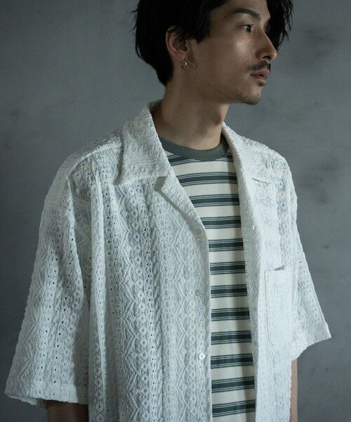 MEN'S BIGI / メンズビギ シャツ・ブラウス | エンブロイダリーシレーオープンカラーシャツ | 詳細7