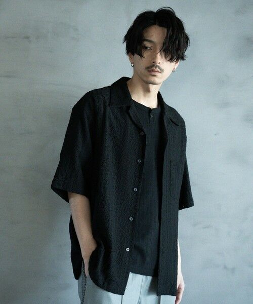 MEN'S BIGI / メンズビギ シャツ・ブラウス | エンブロイダリーシレーオープンカラーシャツ | 詳細15