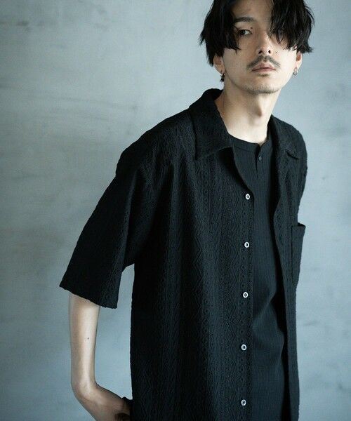 MEN'S BIGI / メンズビギ シャツ・ブラウス | エンブロイダリーシレーオープンカラーシャツ | 詳細16