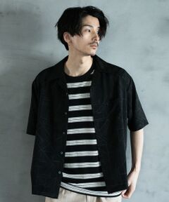 MEN'S BIGI / メンズビギ シャツ・ブラウス | 幾何学柄プリント楊柳オープンカラーシャツ
