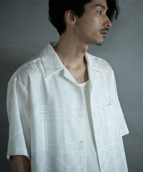 MEN'S BIGI / メンズビギ シャツ・ブラウス | 幾何学柄プリント楊柳オープンカラーシャツ | 詳細4