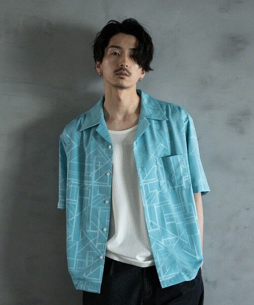 MEN'S BIGI / メンズビギ シャツ・ブラウス | 幾何学柄プリント楊柳オープンカラーシャツ | 詳細17