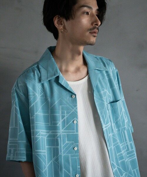 MEN'S BIGI / メンズビギ シャツ・ブラウス | 幾何学柄プリント楊柳オープンカラーシャツ | 詳細18