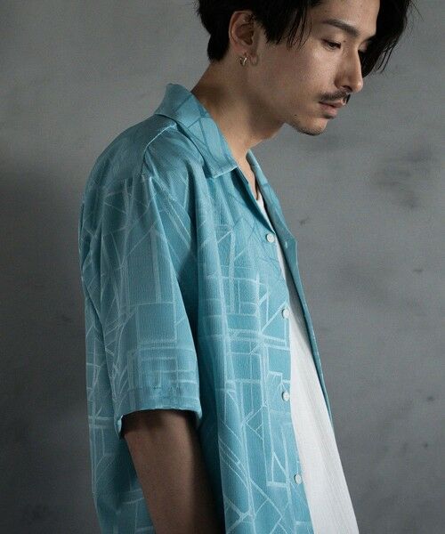 MEN'S BIGI / メンズビギ シャツ・ブラウス | 幾何学柄プリント楊柳オープンカラーシャツ | 詳細19