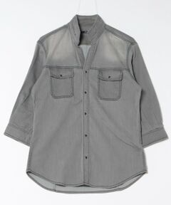 MEN'S BIGI / メンズビギ シャツ・ブラウス | スタンドカラー BDUミリタリー デニム シャツ　3/4スリーブVer.