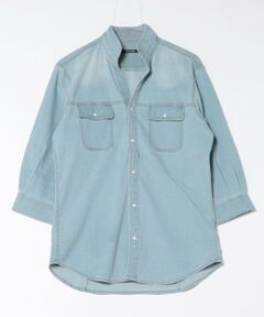 MEN'S BIGI / メンズビギ シャツ・ブラウス | スタンドカラー BDUミリタリー デニム シャツ　3/4スリーブVer.